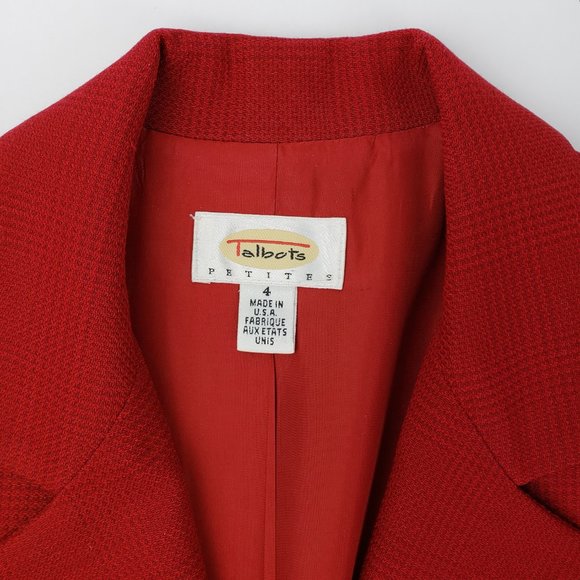 Classic 2-Button Red Lined Blazer Like New 4 Petite - Picture 9 of 11